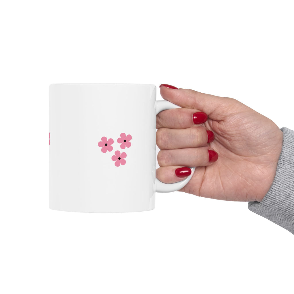 Pink Daisy Ceramic Mug — Cute Floral Coffee Cup (11oz & 15oz)