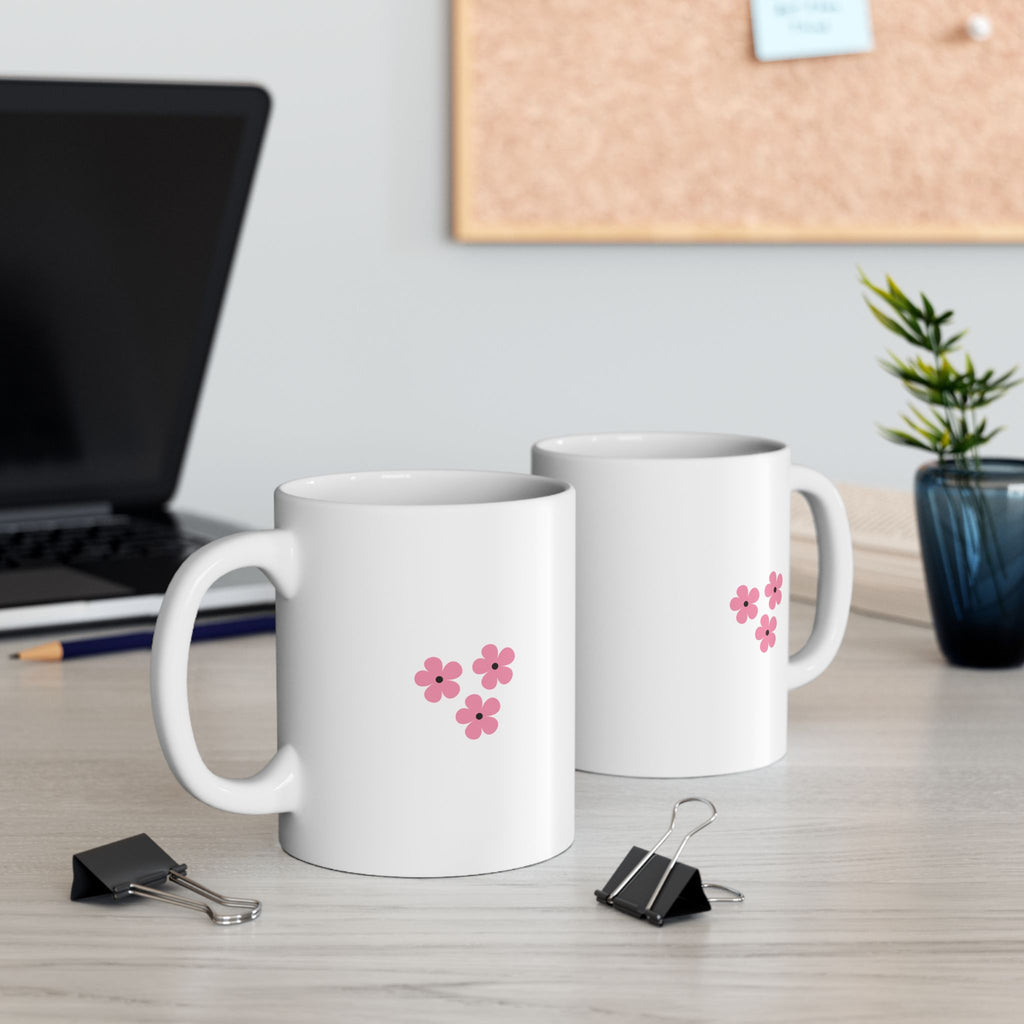 Pink Daisy Ceramic Mug — Cute Floral Coffee Cup (11oz & 15oz)