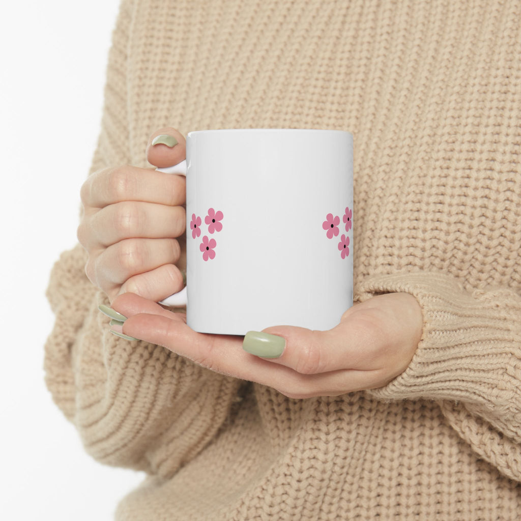 Pink Daisy Ceramic Mug — Cute Floral Coffee Cup (11oz & 15oz)