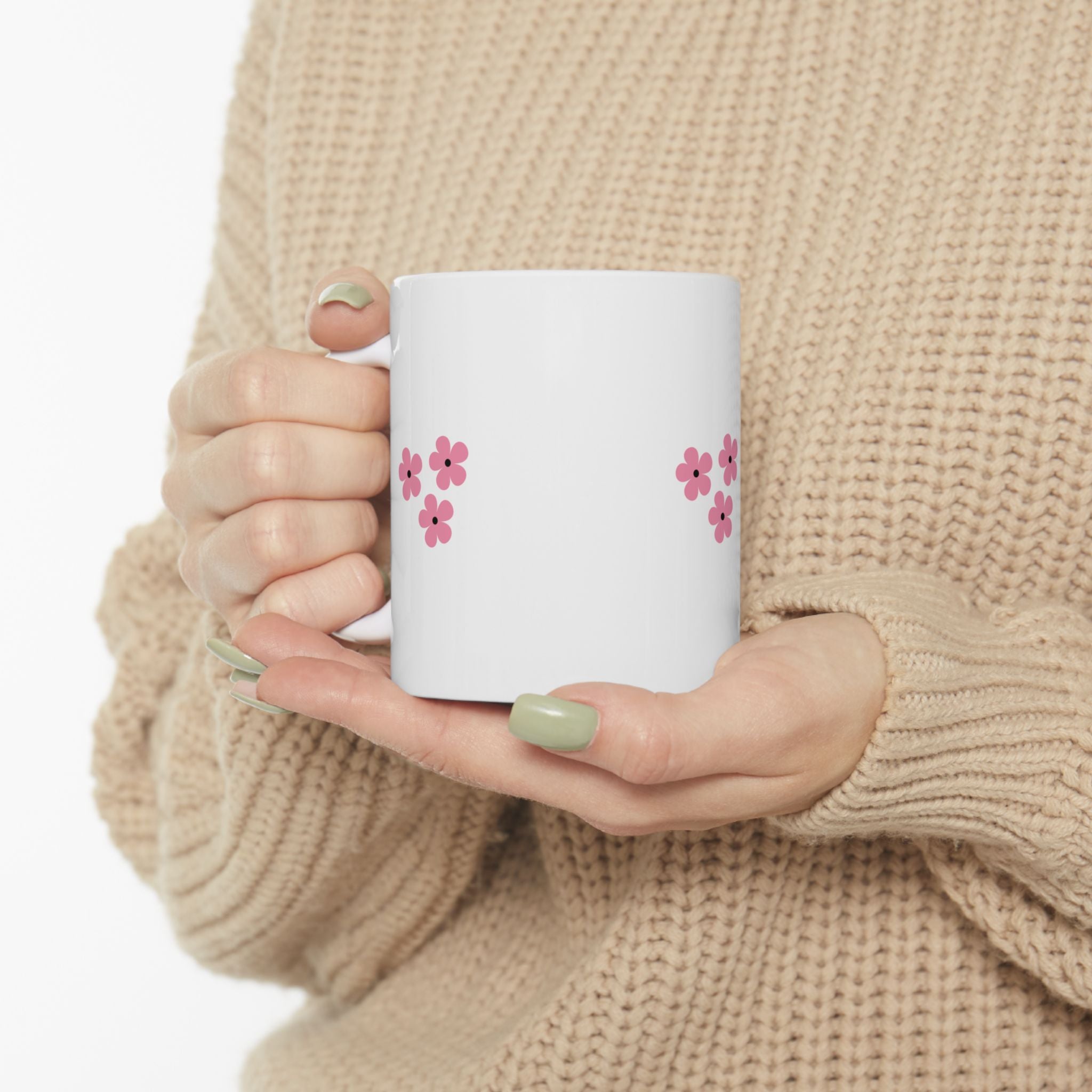 Pink Daisy Ceramic Mug — Cute Floral Coffee Cup (11oz & 15oz)