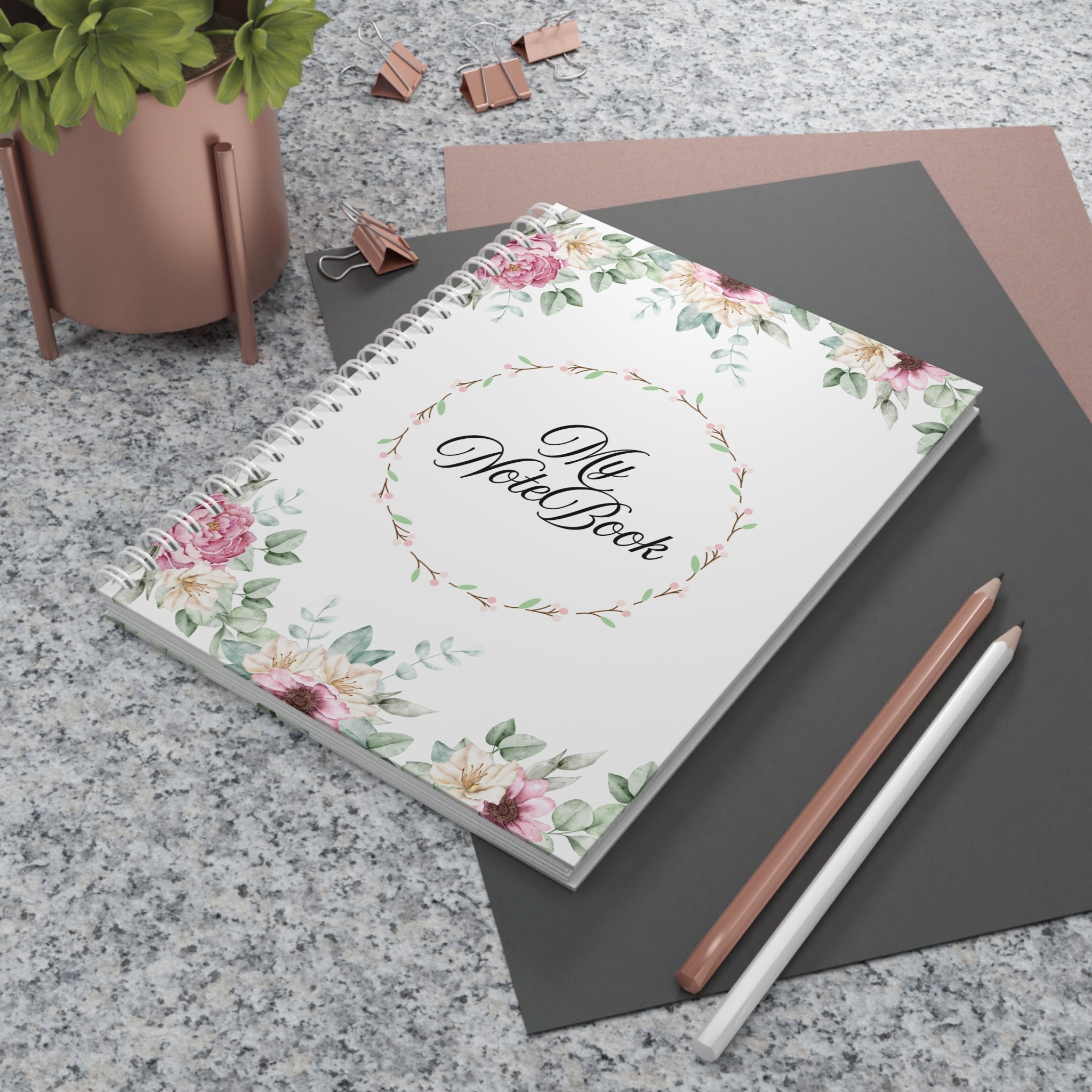 Floral Spiral Notebook - "My NoteBook" Elegant Garden Journal
